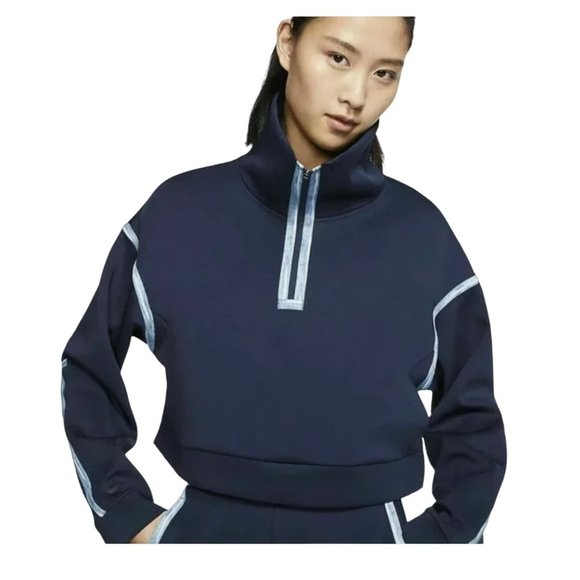 Nike Womens Tech Pack 1/4-zip Fleece Training Pullover Blackened Blue M - Picture 3 of 16